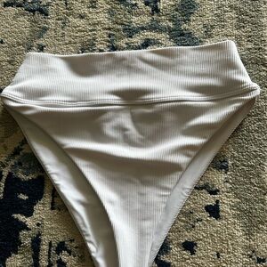 Beach Riot Ribbed High-Waisted Bikini Bottom - white